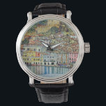 Malcesine on Lake Garda By Gustav Klimt Watch<br><div class="desc">Malcesine on Lake Garda (1913) by Gustav Klimt is a vintage Victorian Era Art Nouveau fine art symbolism painting. A beautiful view of the Italian city of Malcesine with buildings and houses on the edge of the harbour. The homes and boats cast a reflection in the calm water. You can...</div>