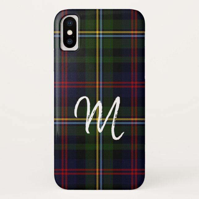 Malcolm Monogrammed Tartan Plaid iPhone X Case (Back)