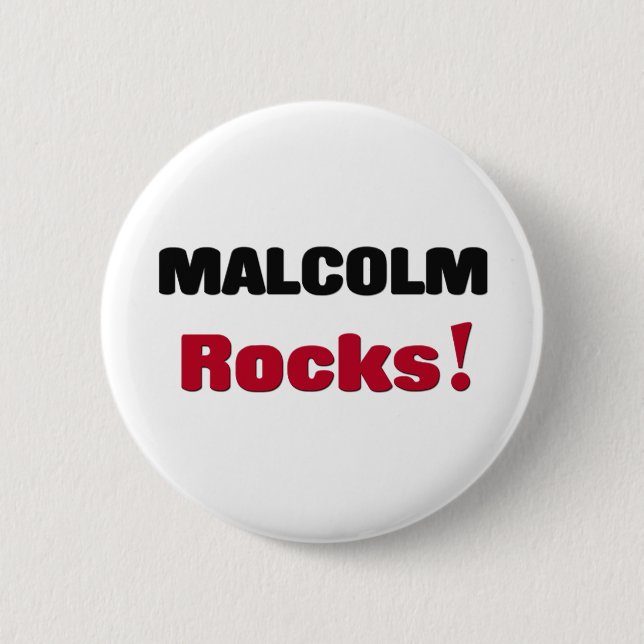Malcolm Rocks 2 Inch Round Button (Front)