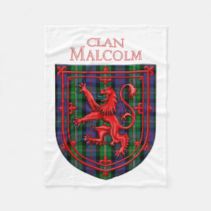 Malcolm Tartan Scottish Plaid Lion Rampant Fleece Blanket