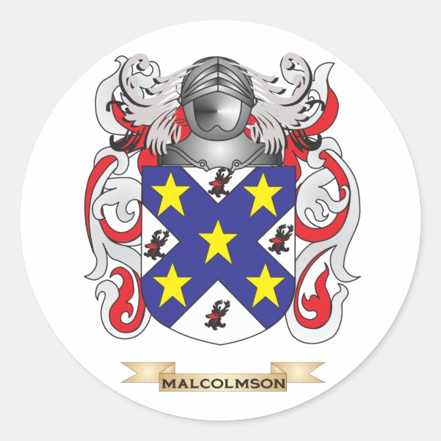Malcolmson Coat of Arms (Family Crest) Classic Round Sticker (Front)