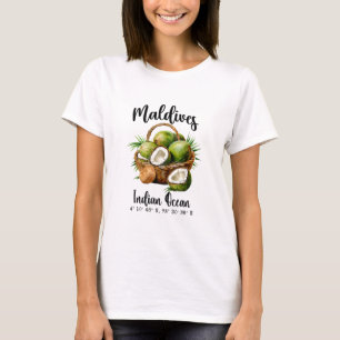 Maldives Coconut Indian Ocean Tropical Island Gps T-Shirt