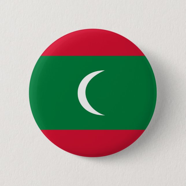 maldives country flag nation symbol 2 inch round button (Front)