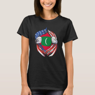 Maldives Flag American Proud Of My Maldivian Herit T-Shirt