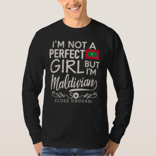 Maldives Flag Girl Maldivian Pride Souvenir Wo T-Shirt