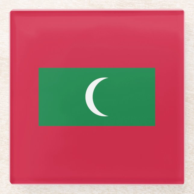 Maldives Flag Glass Coaster (Front)