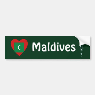 Maldives Flag Heart + Map Bumper Sticker