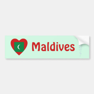Maldives Flag Heart + Map Bumper Sticker