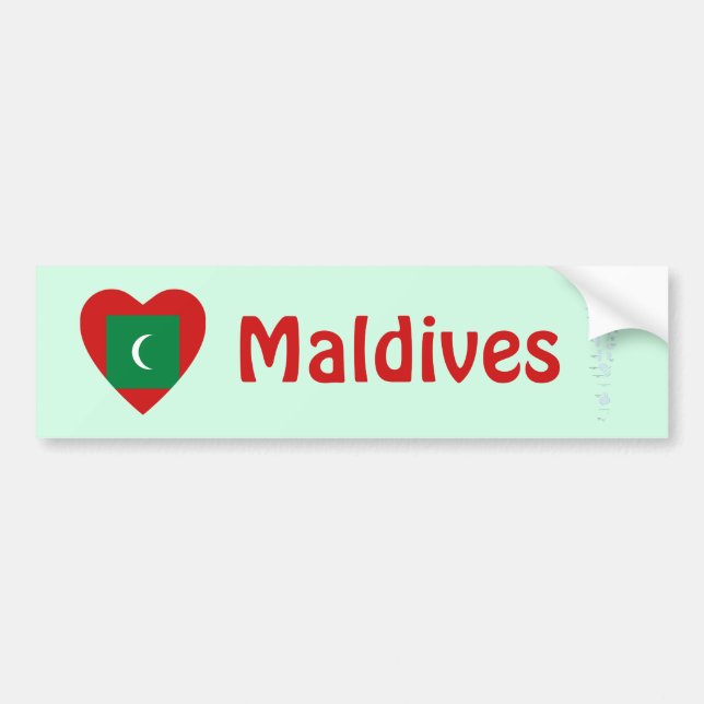 Maldives Flag Heart + Map Bumper Sticker (Front)