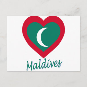 Maldives Flag Heart Postcard