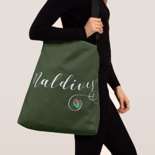Maldives Flag in Heart, Maldivian Crossbody Bag