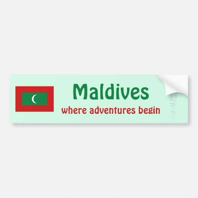 Maldives Flag + Map Bumper Sticker (Front)