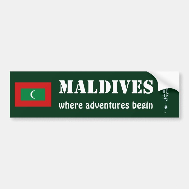 Maldives Flag + Map Bumper Sticker (Front)