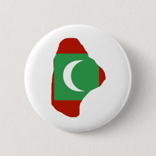 Maldives Flag Map full size 2 Inch Round Button