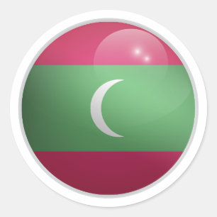 Maldives Glossy Circle Flag Classic Round Sticker