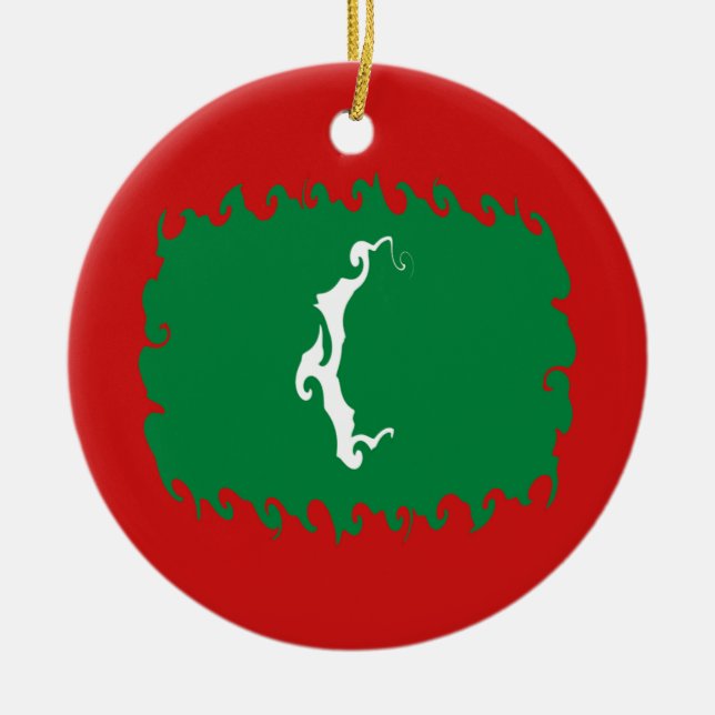 Maldives Gnarly Flag Ceramic Ornament (Front)