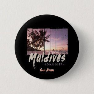 Maldives Indian Ocean vintage sunset souvenir 2 Inch Round Button