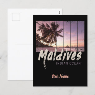 Maldives Indian Ocean vintage sunset souvenir Holiday Postcard