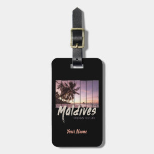 Maldives Indian Ocean vintage sunset souvenir Luggage Tag