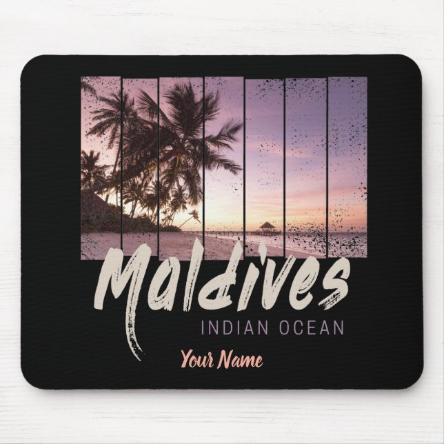 Maldives Indian Ocean vintage sunset souvenir Mouse Pad (Front)