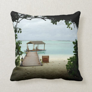Maldives Island Boat Throw Pillow