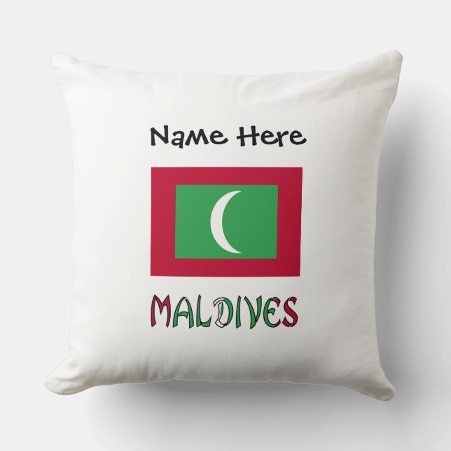 Maldives Maldivian Flag Black Personalization  Throw Pillow (Front)