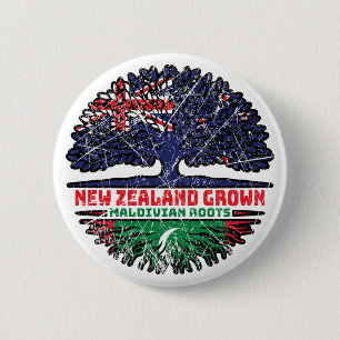 Maldives Maldivian New Zealander New Zealand Tree 2 Inch Round Button