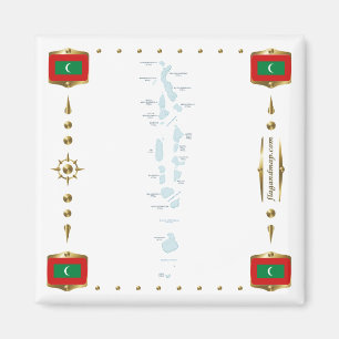Maldives Map + Flags Magnet