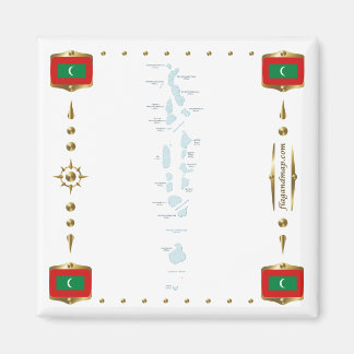 Maldives Map + Flags Magnet