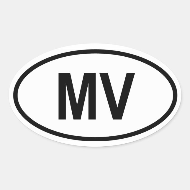 Maldives "MV" Oval Sticker (Front)