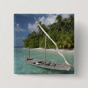 Maldives, North Male Atoll, Island of Kuda 2 Inch Square Button