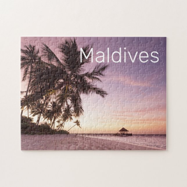 Maldives Ocean Indian Beach Sunset Island Souvenir Jigsaw Puzzle (Horizontal)