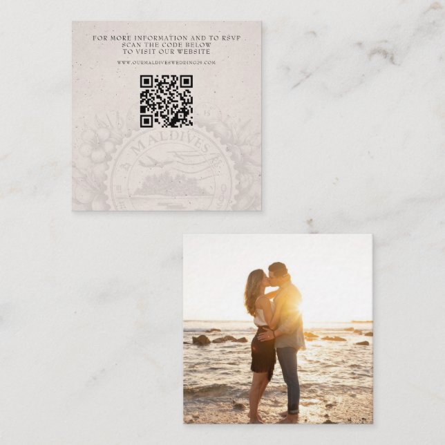 Maldives Passport Wedding QR Enclosure Card (Front/Back)