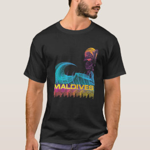 Maldives  Retro 80s Style Vintage Vaporwave Surf T-Shirt