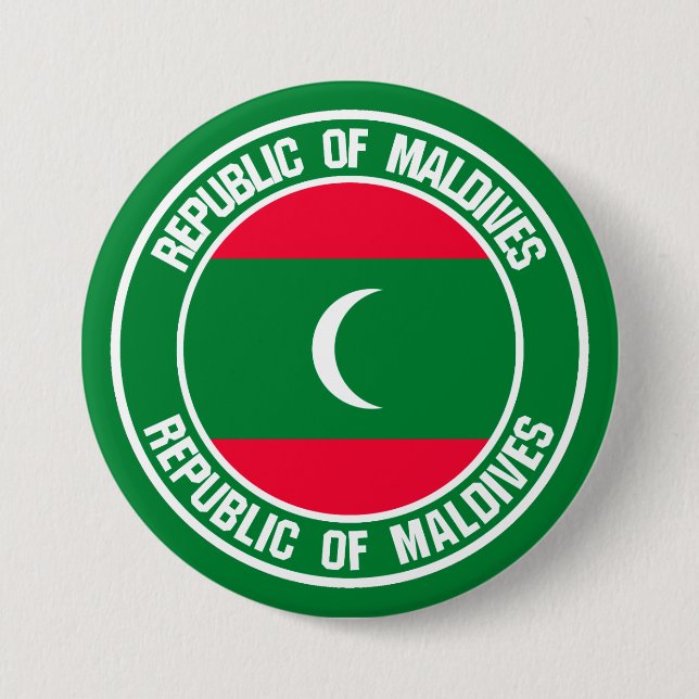 Maldives Round Emblem 3 Inch Round Button (Front)