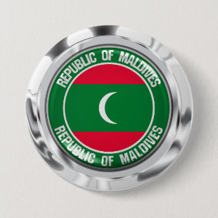Maldives Round Emblem 3 Inch Round Button