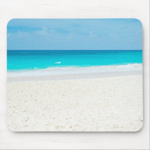 Maldives Sand Blue Sea Sky White Clouds Template Mouse Pad