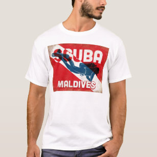 Maldives Scuba Diver - Blue Retro T-Shirt