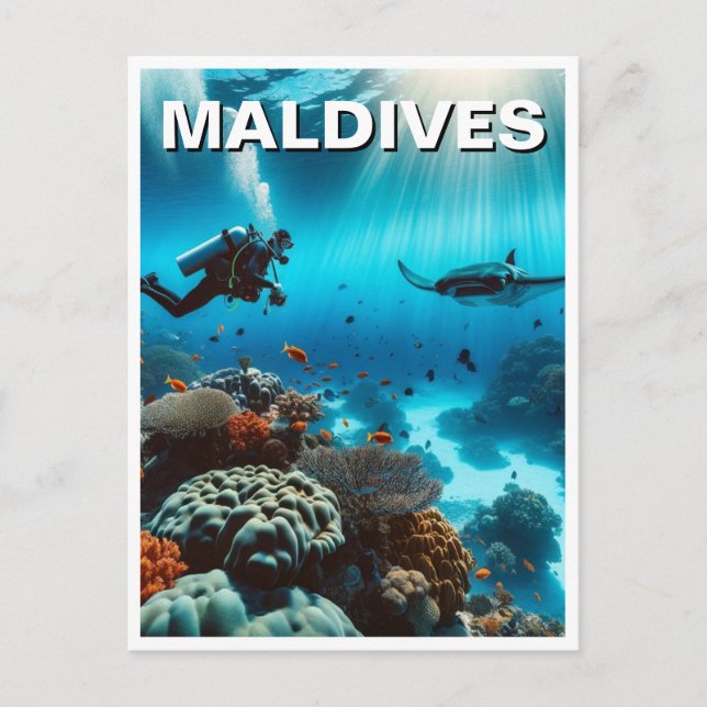 Maldives Scuba Diving Travel Postcard (Front)
