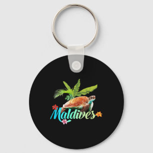 Maldives Sea Turtle Hibiscus Island Gift Beach Sou Keychain
