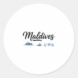 Maldives Skyline Travel Vacation Outfits Classic Round Sticker