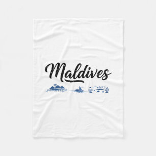 Maldives Skyline Travel Vacation Outfits Fleece Blanket