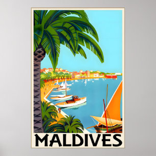 Maldives Tropical Islands Travel Poster Roger