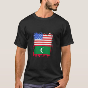 Maldives USA America Heart Maldivian Roots Maldivi T-Shirt