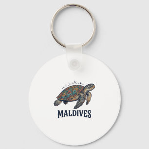 Maldives Vintage Sea Turtle Travel Shirt Design_1 Keychain