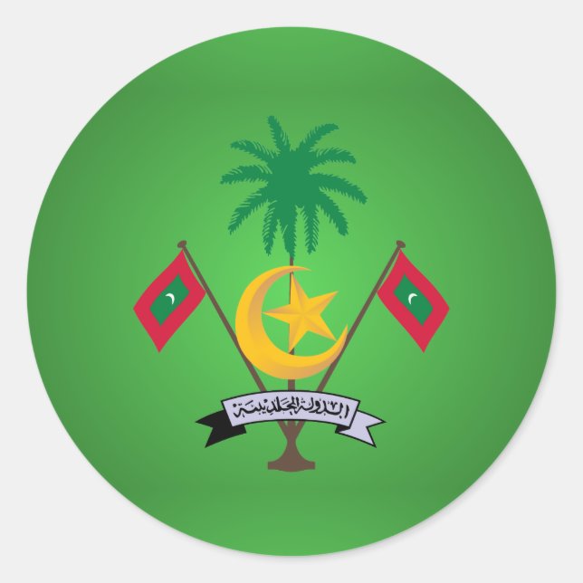 Maldivian coat of arms classic round sticker (Front)