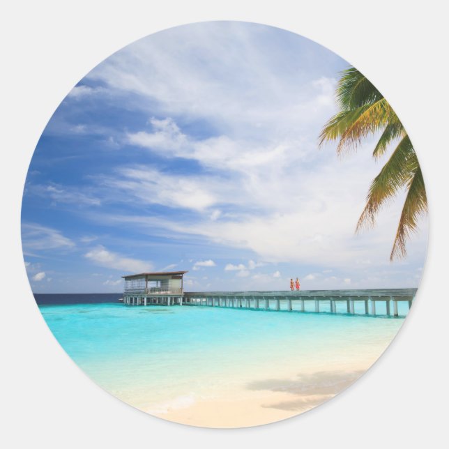 Maldivian escape classic round sticker (Front)