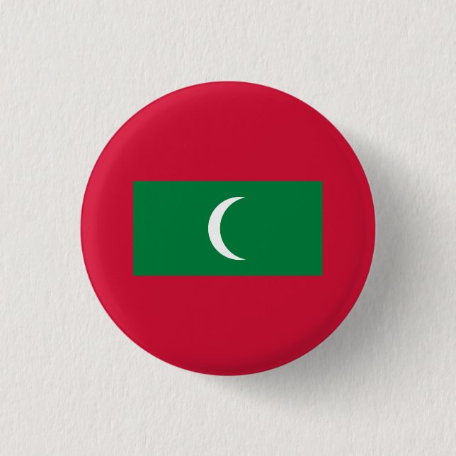 Maldivian Flag, Flag of Maldives 1 Inch Round Button (Front)