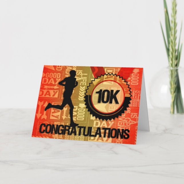 Male 10K Runner Congratulations Bright Colours Card (Front)
