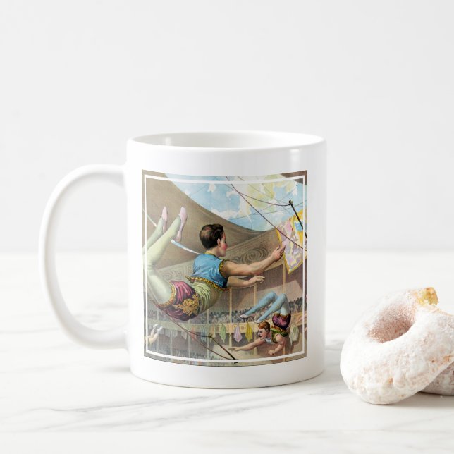 Male Acrobats Performing At A Circus Coffee Mug (With Donut)